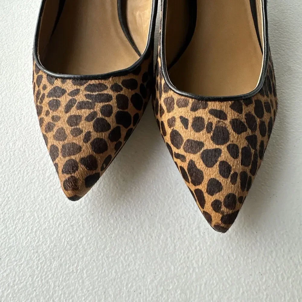 Nine West Women's Size 8 Pumps Leopard Animal Print Pointed Toe Kitten Heel
